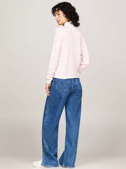 Swetry Z Golfem|Swetry*Tommy Hilfiger Sweter O Wąskim Kroju Z Golfem BALLET PINK / STRIPE