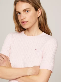 Swetry Z Okrągłym Dekoltem|Swetry*Tommy Hilfiger Sweter O Wąskim Kroju Z Krótkim Rękawem DELICATE PINK