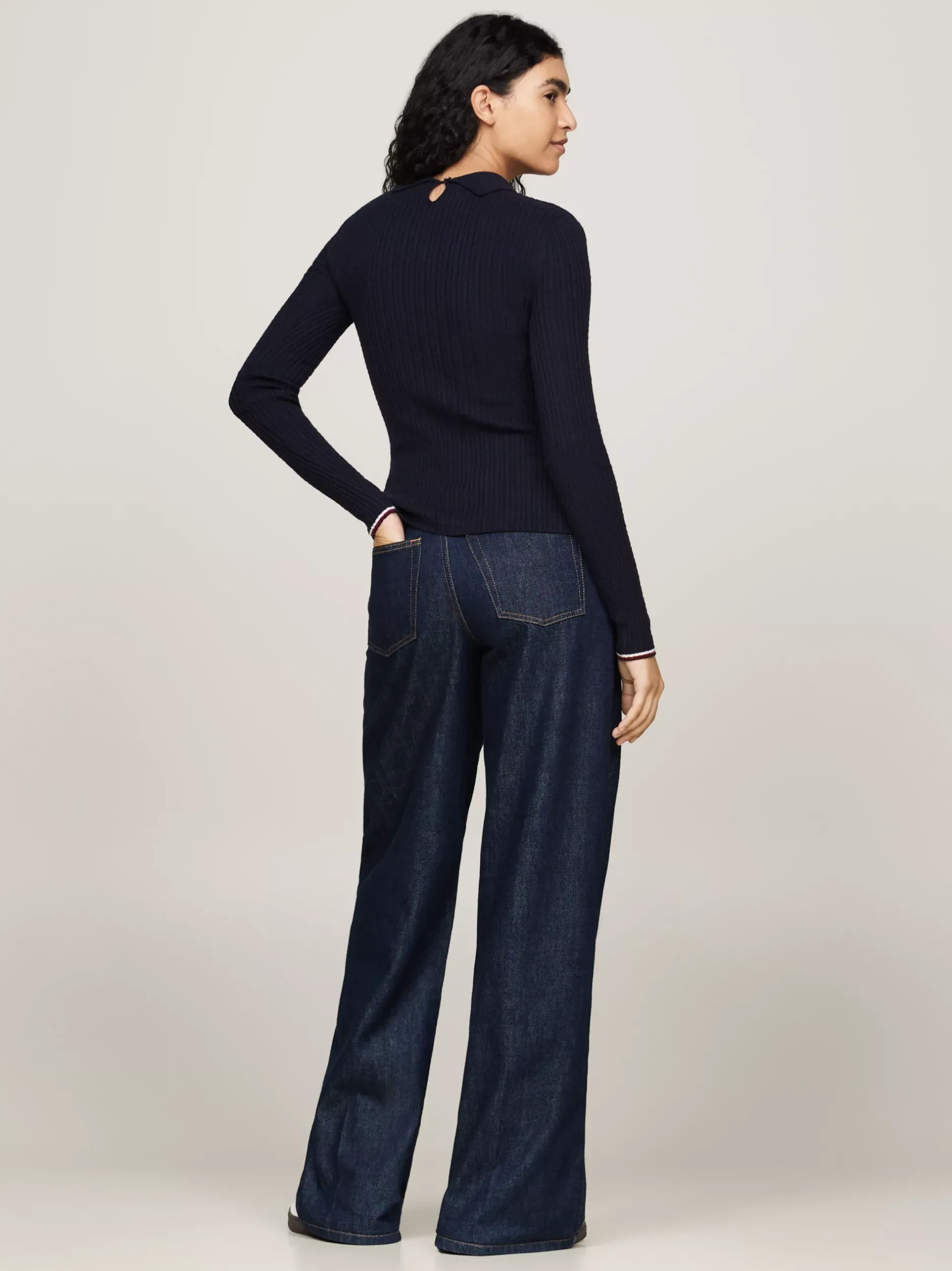 Swetry|Dzianina*Tommy Hilfiger Sweter Polo O Wąskim Kroju Z Kaszmirem DESERT SKY