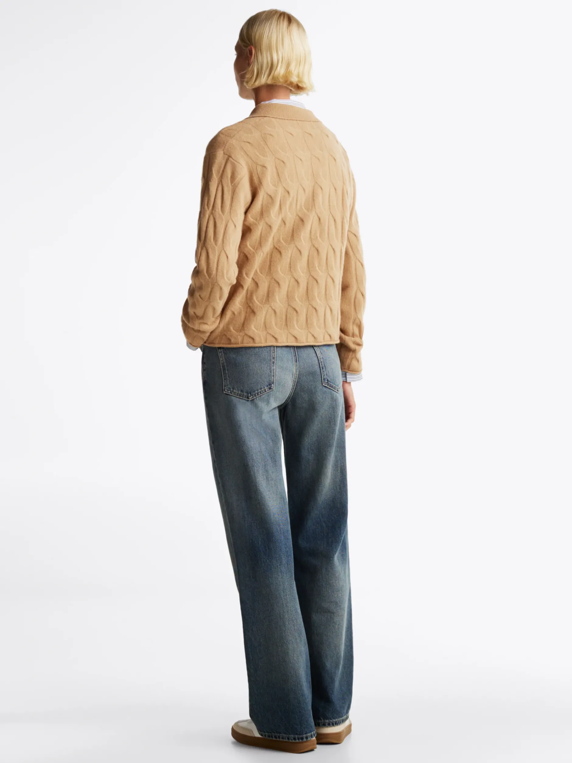 Swetry|Dzianina*Tommy Hilfiger Sweter Polo Ze Splotem Warkoczowym CLASSIC KHAKI