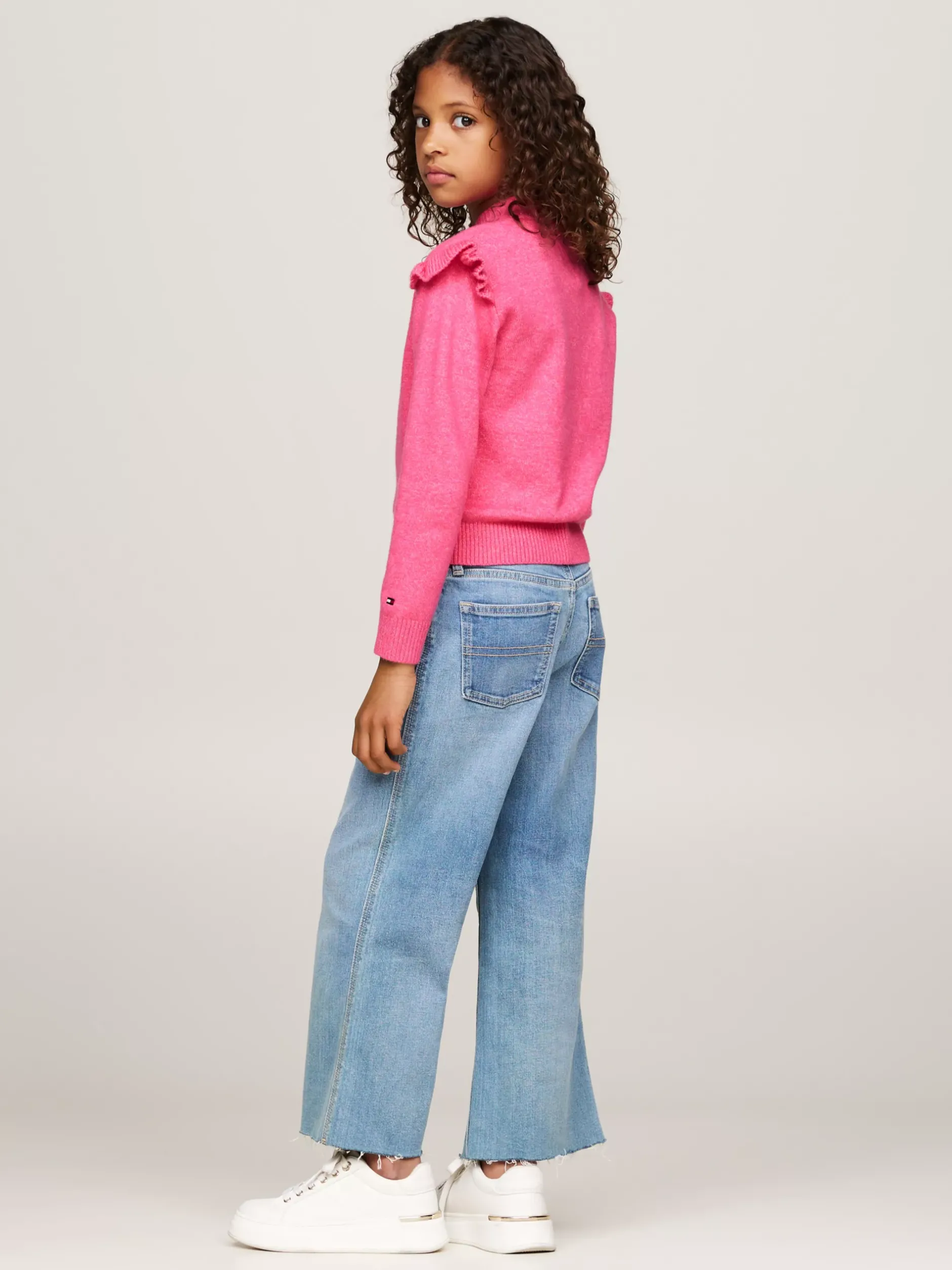 Dzianina*Tommy Hilfiger Sweter W Uczelnianym Stylu Z Cekinowym Logo HERITAGE PINK