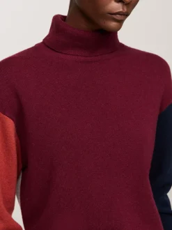 Swetry Z Golfem|Swetry*Tommy Hilfiger Sweter Z Blokami Kolorów Z Kaszmirem DEEP ROUGE