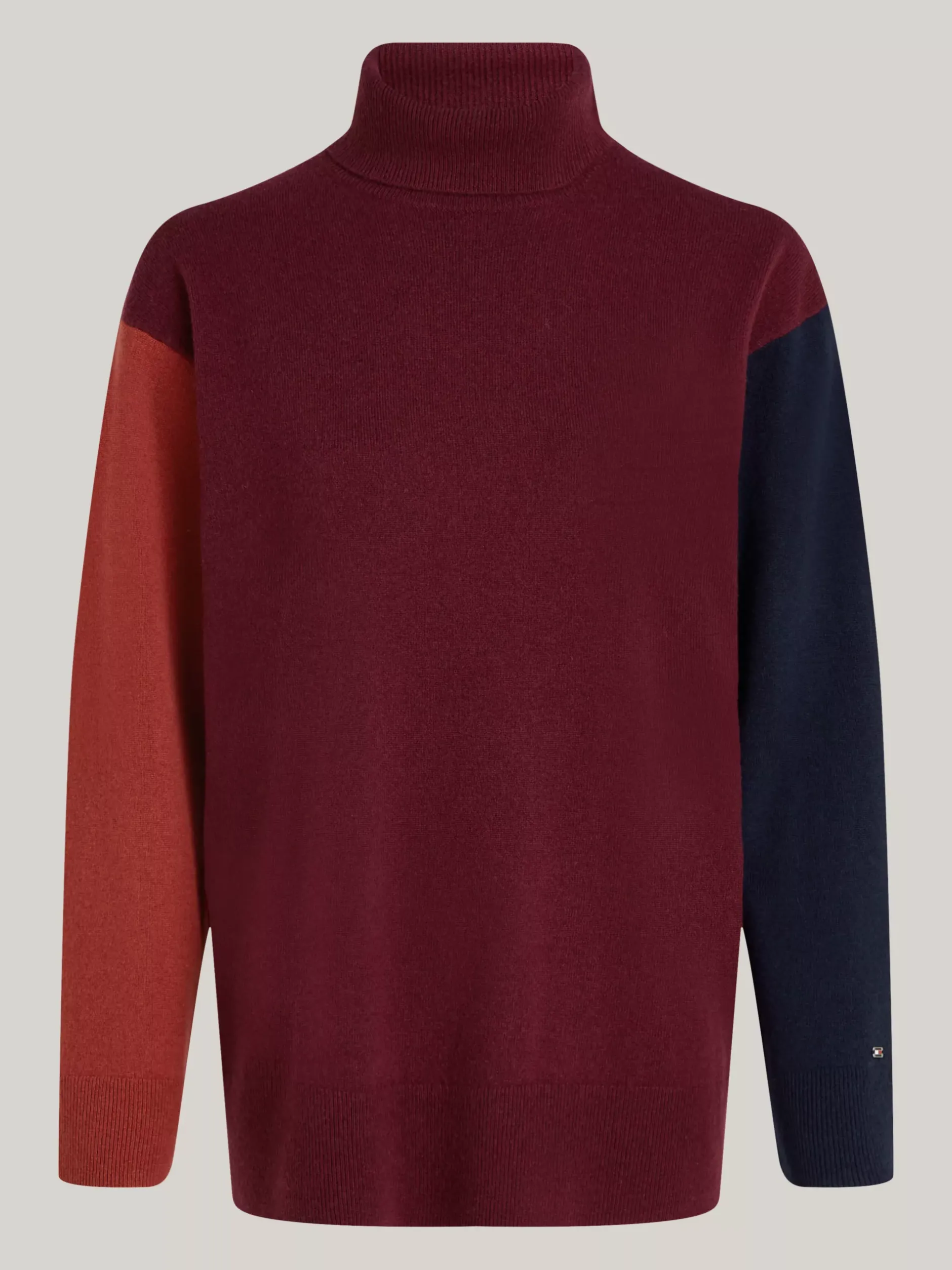Swetry Z Golfem|Swetry*Tommy Hilfiger Sweter Z Blokami Kolorów Z Kaszmirem DEEP ROUGE