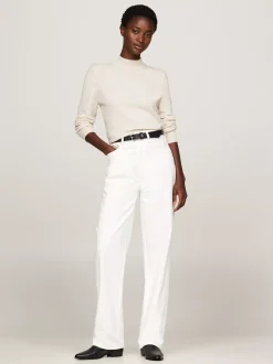 Swetry|Dzianina*Tommy Hilfiger Sweter Z Czystego Kaszmiru Z Półgolfem CLASSIC BEIGE HEATHER
