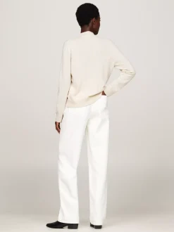 Swetry|Dzianina*Tommy Hilfiger Sweter Z Czystego Kaszmiru Z Półgolfem CLASSIC BEIGE HEATHER