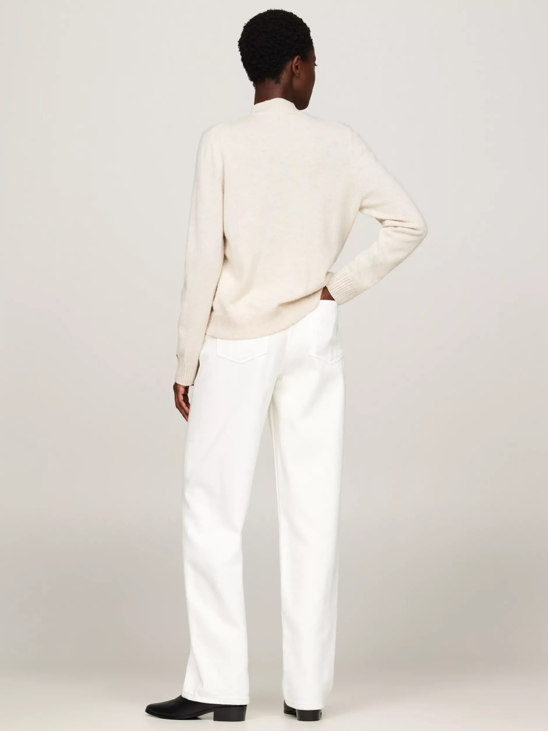 Swetry|Dzianina*Tommy Hilfiger Sweter Z Czystego Kaszmiru Z Półgolfem CLASSIC BEIGE HEATHER