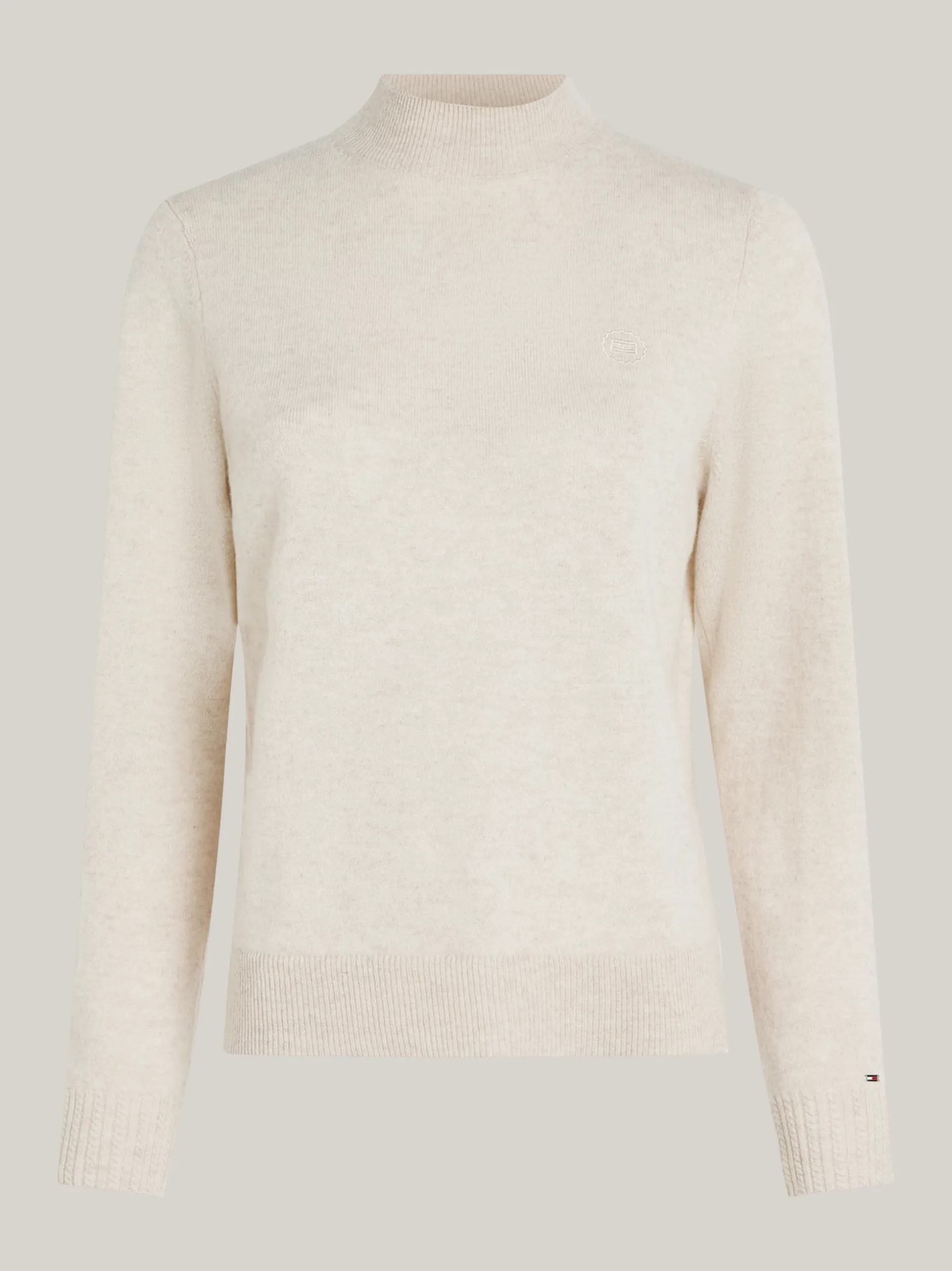 Swetry|Dzianina*Tommy Hilfiger Sweter Z Czystego Kaszmiru Z Półgolfem CLASSIC BEIGE HEATHER