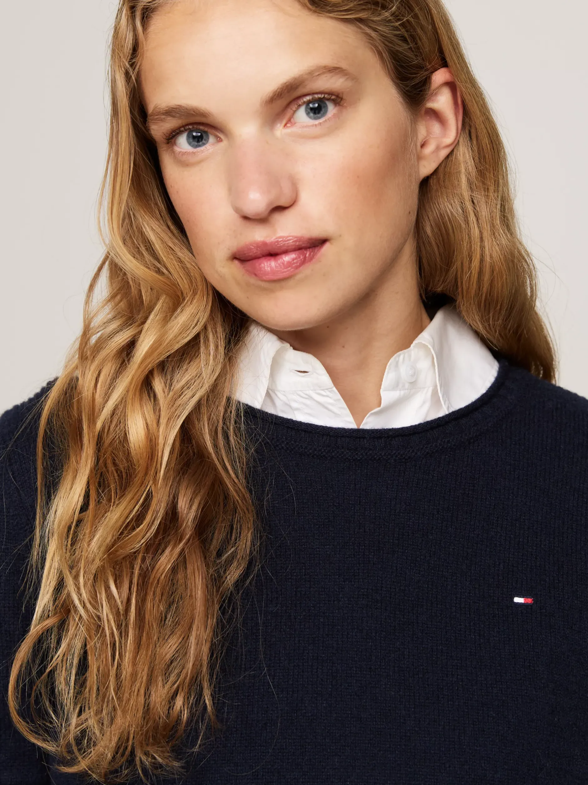 Swetry Z Okrągłym Dekoltem|Swetry*Tommy Hilfiger Sweter Z Czystej Wełny DESERT SKY