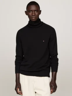 Swetry Z Golfem|Swetry*Tommy Hilfiger Sweter Z Czystej Wełny Z Golfem BLACK