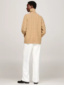 Swetry Z Golfem|Swetry*Tommy Hilfiger Sweter Z Czystej Wełny Z Golfem CLASSIC KHAKI