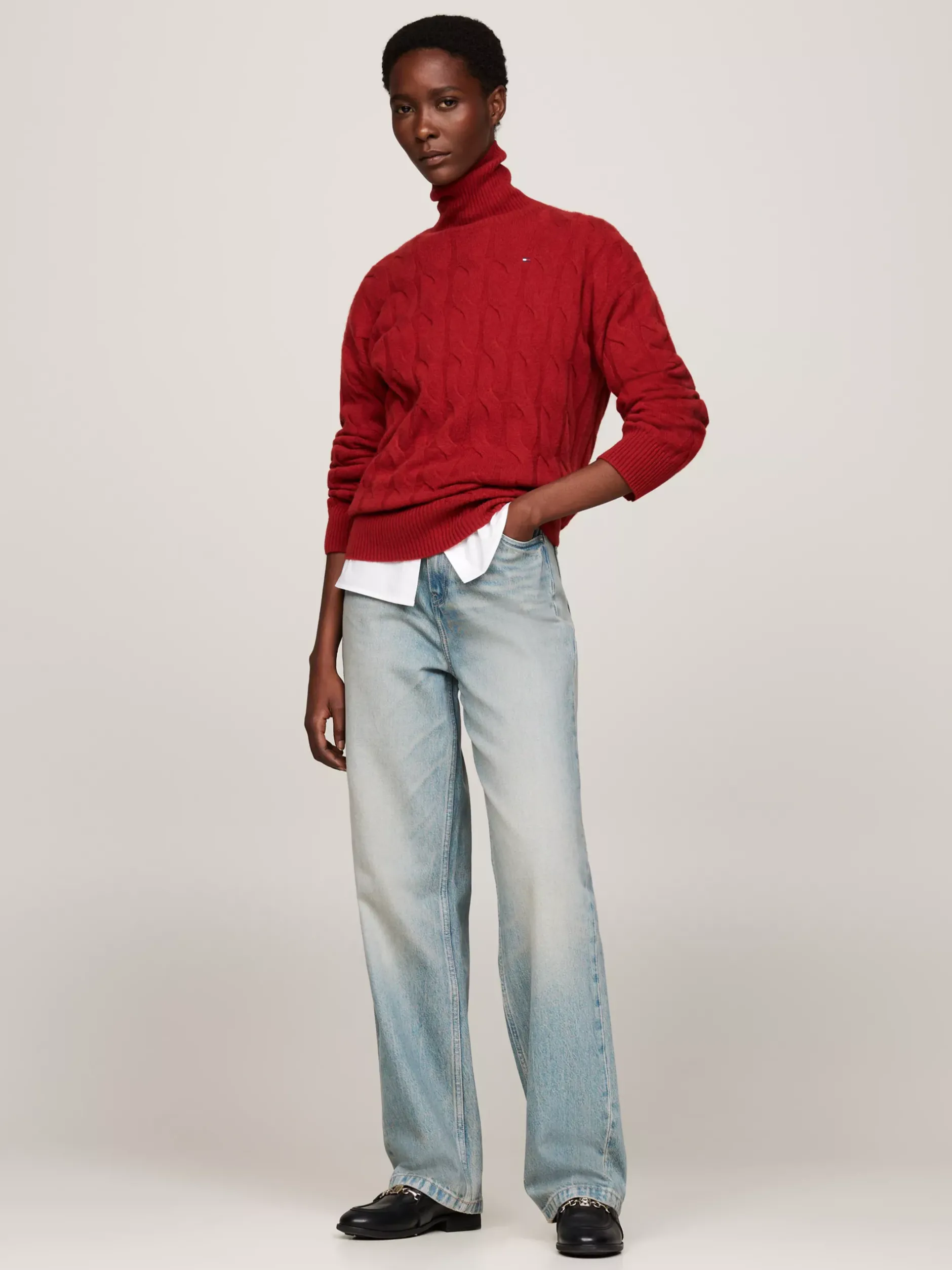 Swetry|Dzianina*Tommy Hilfiger Sweter Z Czystej Wełny Z Golfem DARK MAGMA