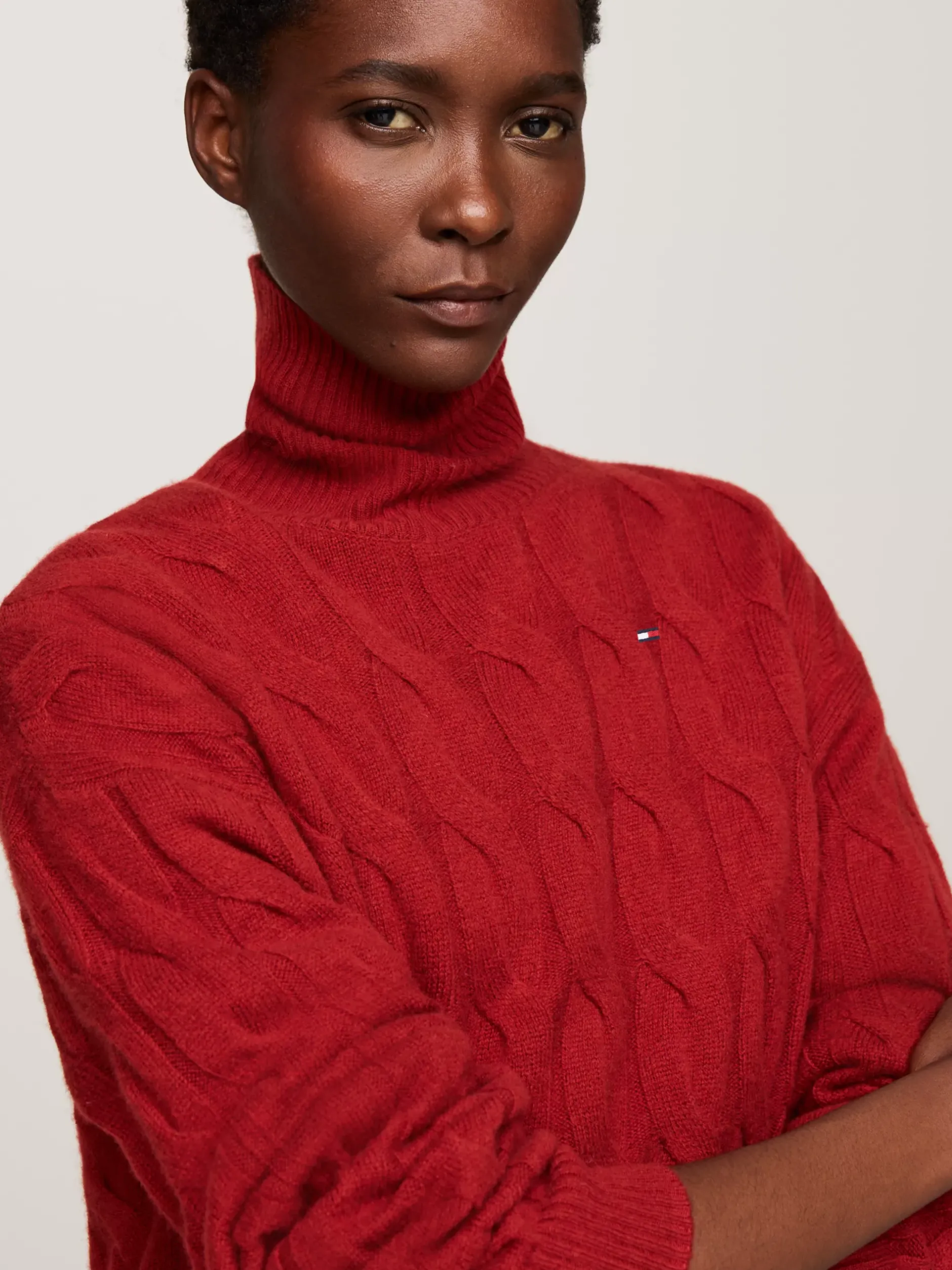 Swetry|Dzianina*Tommy Hilfiger Sweter Z Czystej Wełny Z Golfem DARK MAGMA