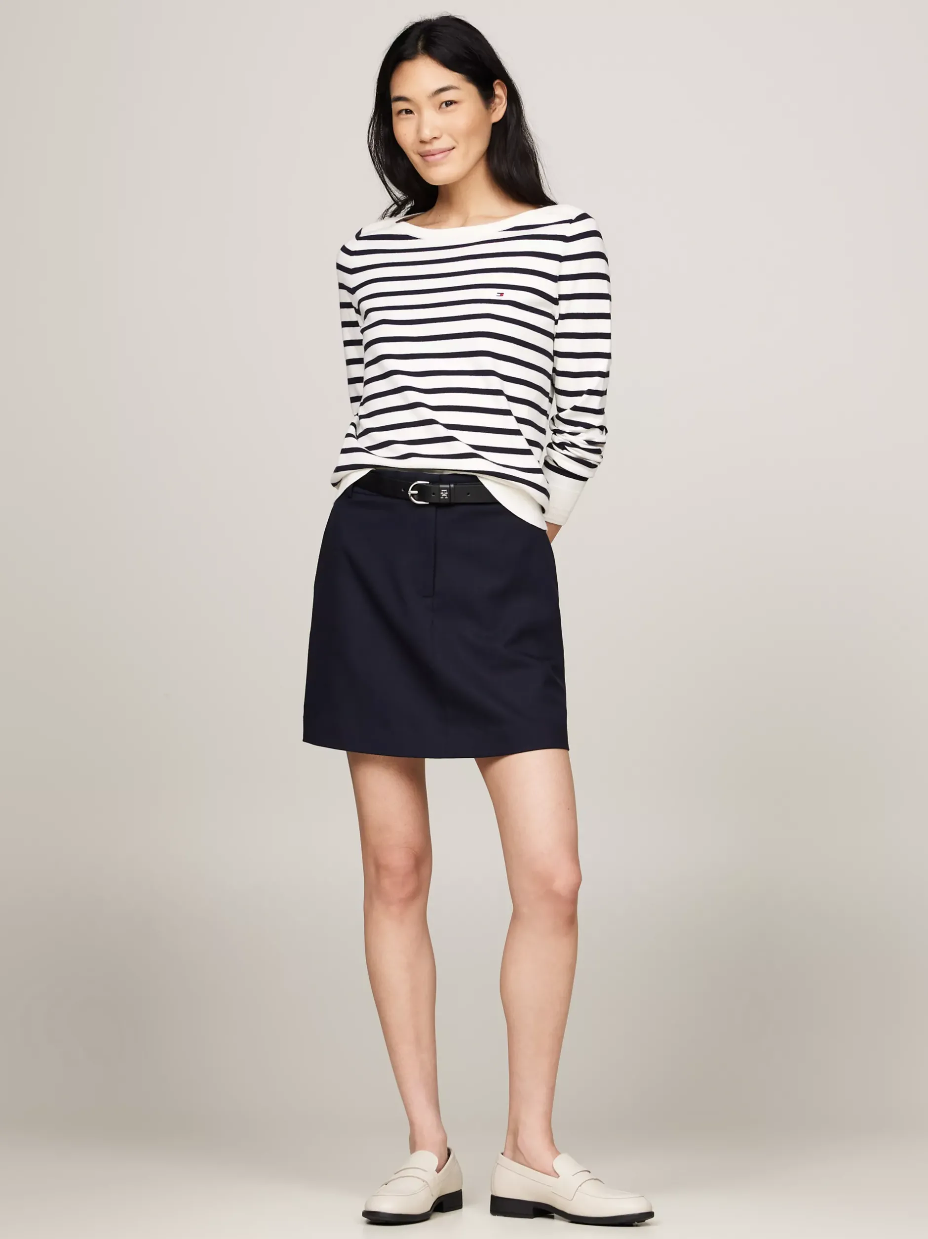 Swetry Z Okrągłym Dekoltem|Swetry*Tommy Hilfiger Sweter Z Dekoltem W łódkę I Flagą IVORY PETAL/ DESERT SKY STP