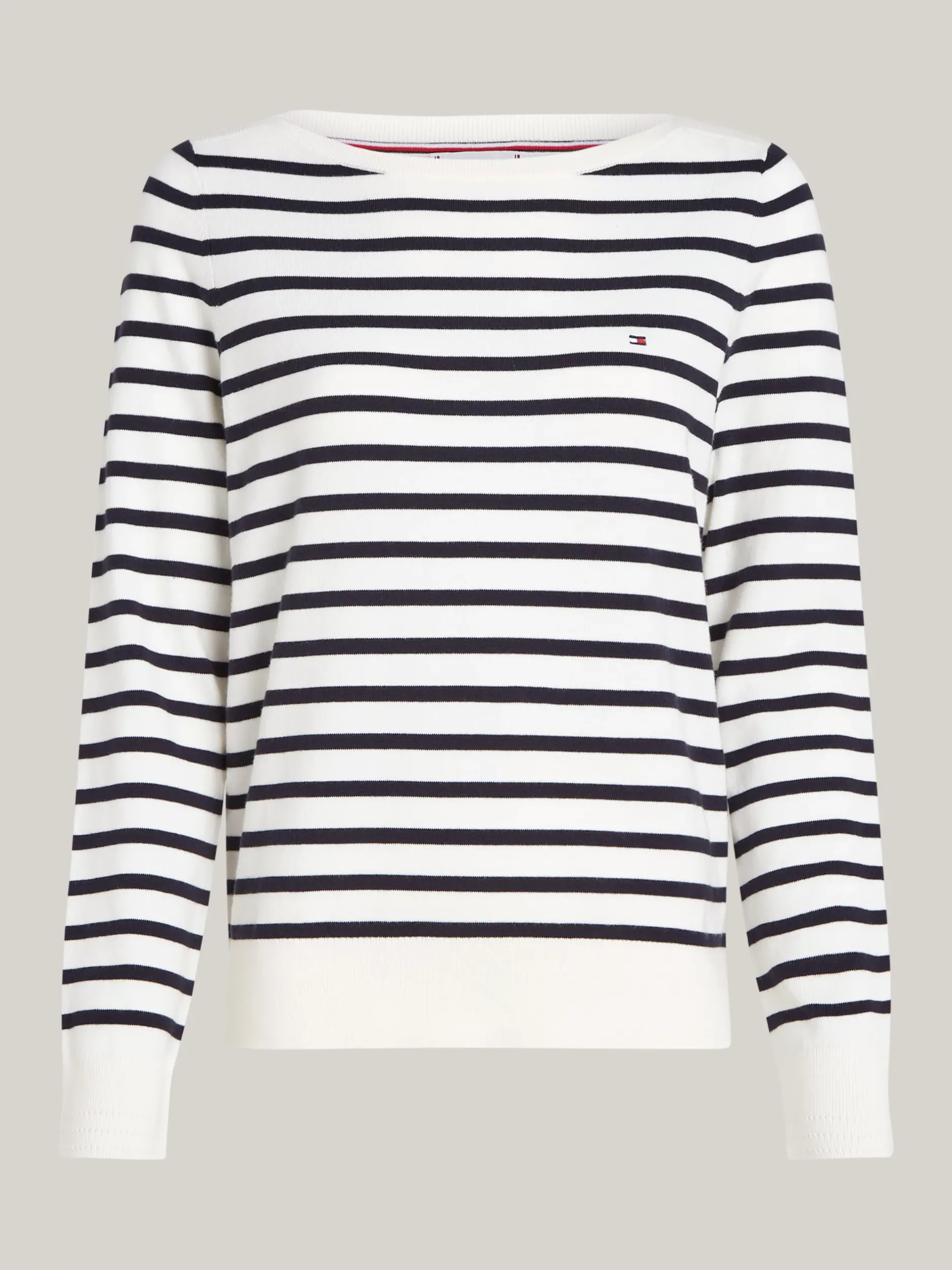 Swetry Z Okrągłym Dekoltem|Swetry*Tommy Hilfiger Sweter Z Dekoltem W łódkę I Flagą IVORY PETAL/ DESERT SKY STP