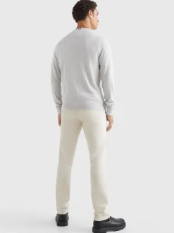 Swetry|Dzianina*Tommy Hilfiger Sweter Z Dekoltem W Szpic Z Kaszmirem LIGHT GREY HEATHER