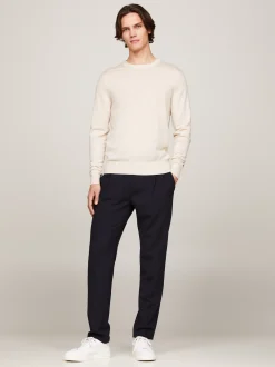 Swetry Z Okrągłym Dekoltem|Swetry*Tommy Hilfiger Sweter Z Delikatnej Wełny Z Merynosa HEATHERED OATMILK