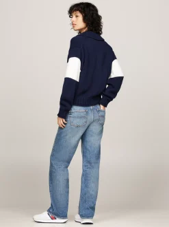 Swetry|Dzianina*Tommy Hilfiger Sweter Z Domieszką Wełny Z Kołnierzem Rugby DARK NIGHT NAVY