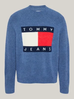 Swetry Z Okrągłym Dekoltem|Swetry*Tommy Hilfiger Sweter Z Dzianiny Melanżowej Z Domieszką Wełny BRIGHT BLUE MELANGE