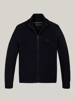 Dzianina*Tommy Hilfiger Sweter Z Dzianiny Z Zapięciem Na Zamek DESERT SKY