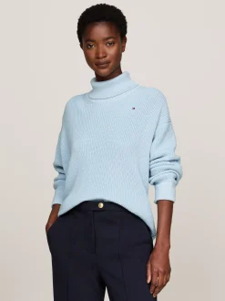 Swetry Z Golfem|Swetry*Tommy Hilfiger Sweter Z Golfem O Luźnym Kroju BREEZY BLUE