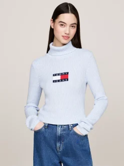 Swetry Z Golfem|Swetry*Tommy Hilfiger Sweter Z Golfem Z Mieszanki Wełny VESSEL BLUE MELANGE