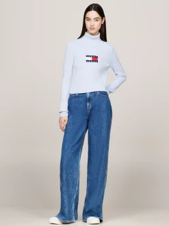 Swetry Z Golfem|Swetry*Tommy Hilfiger Sweter Z Golfem Z Mieszanki Wełny VESSEL BLUE MELANGE