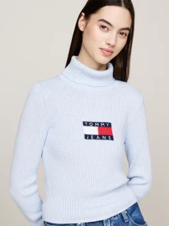 Swetry Z Golfem|Swetry*Tommy Hilfiger Sweter Z Golfem Z Mieszanki Wełny VESSEL BLUE MELANGE