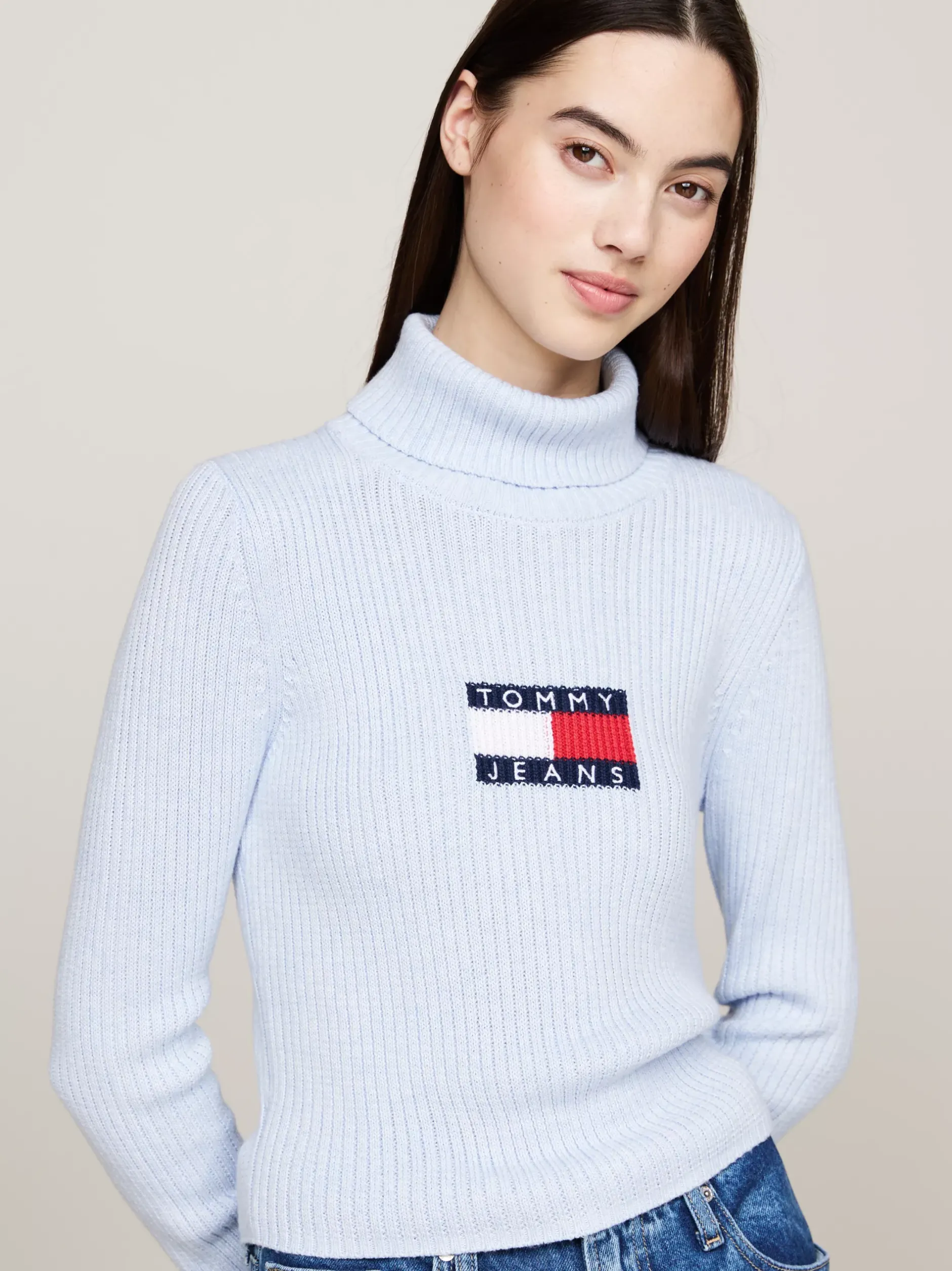 Swetry Z Golfem|Swetry*Tommy Hilfiger Sweter Z Golfem Z Mieszanki Wełny VESSEL BLUE MELANGE