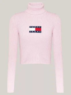 Swetry Z Golfem|Swetry*Tommy Hilfiger Sweter Z Golfem Z Mieszanki Wełny BALLET PINK MELANGE