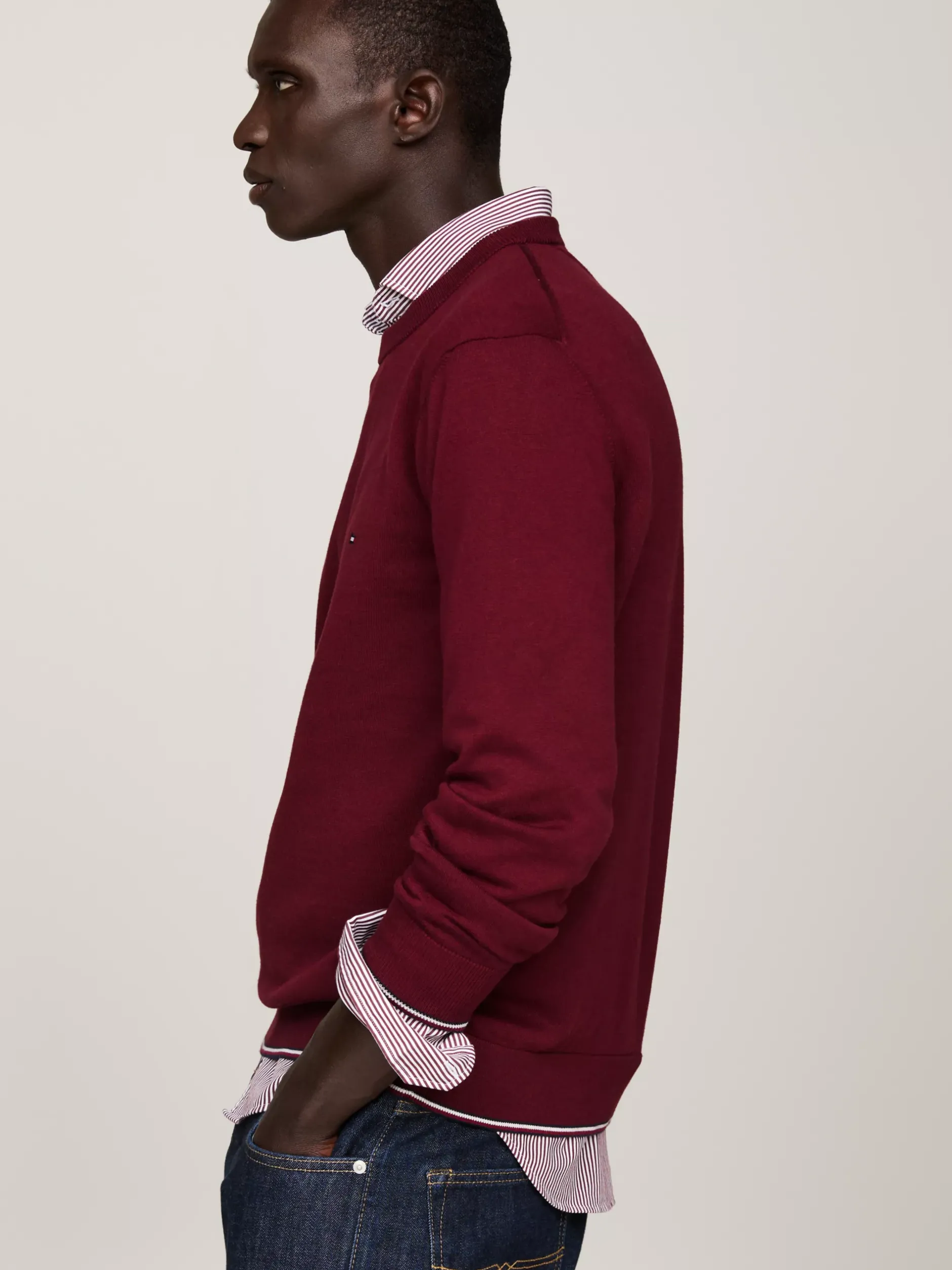 Swetry Z Okrągłym Dekoltem|Swetry*Tommy Hilfiger Sweter Z Jedwabiu Z Okrągłym Dekoltem DEEP ROUGE
