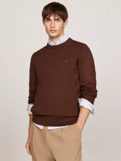 Swetry Z Okrągłym Dekoltem|Swetry*Tommy Hilfiger Sweter Z Kaszmirem LEGACY BROWN