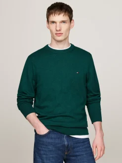 Swetry Z Okrągłym Dekoltem|Swetry*Tommy Hilfiger Sweter Z Kaszmirem ORNAMENTAL GREEN HEATHER