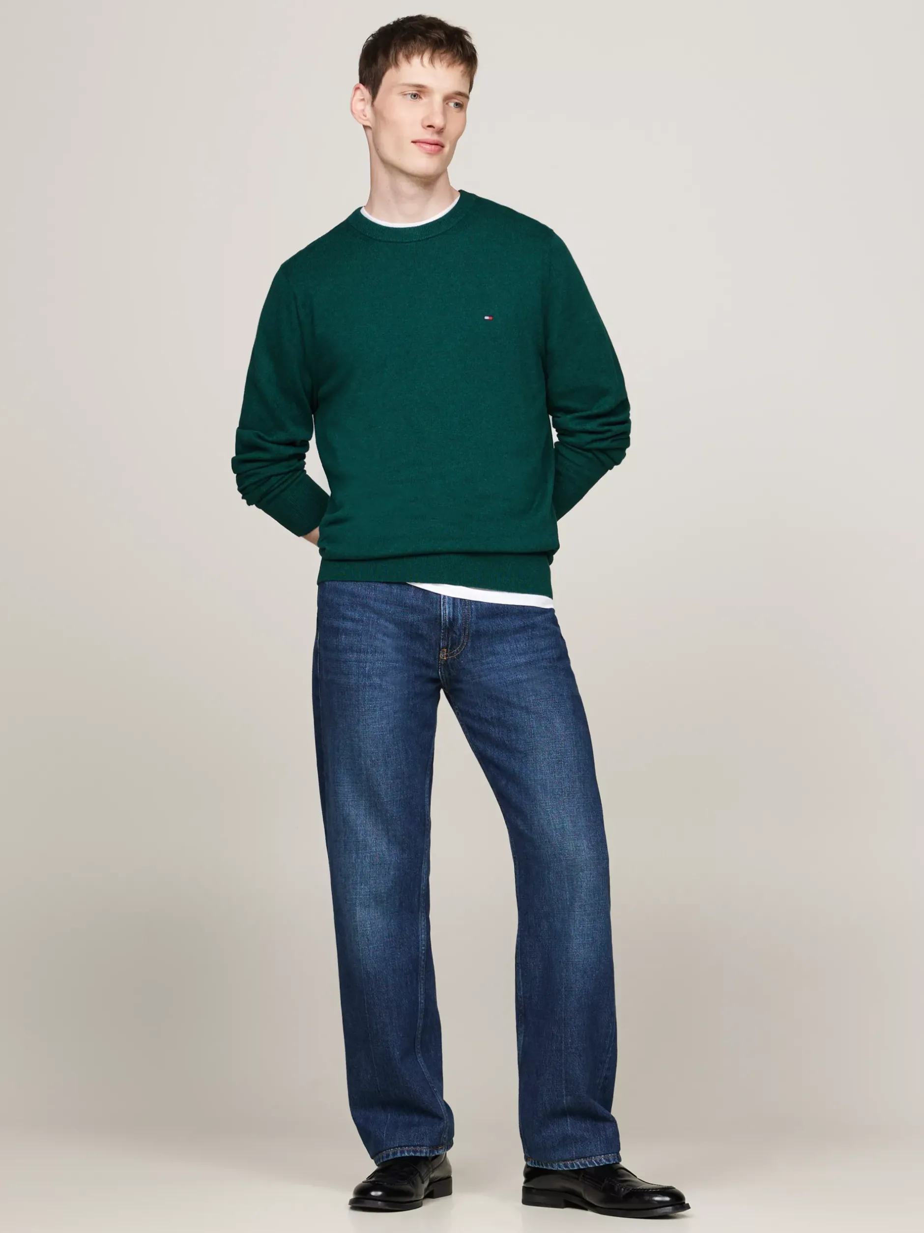 Swetry Z Okrągłym Dekoltem|Swetry*Tommy Hilfiger Sweter Z Kaszmirem ORNAMENTAL GREEN HEATHER
