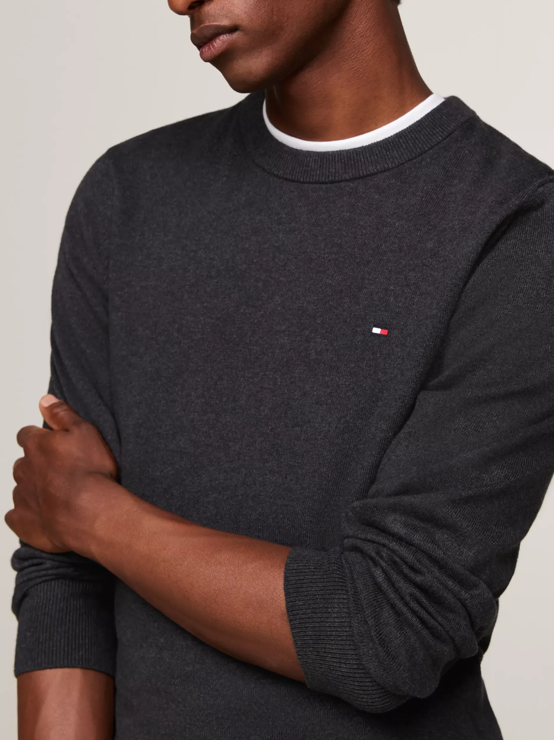 Swetry Z Okrągłym Dekoltem|Swetry*Tommy Hilfiger Sweter Z Kaszmirem DARK GREY HEATHER