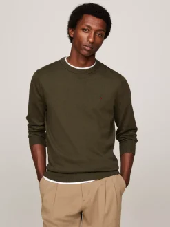 Swetry Z Okrągłym Dekoltem|Swetry*Tommy Hilfiger Sweter Z Kaszmirem ARMY GREEN