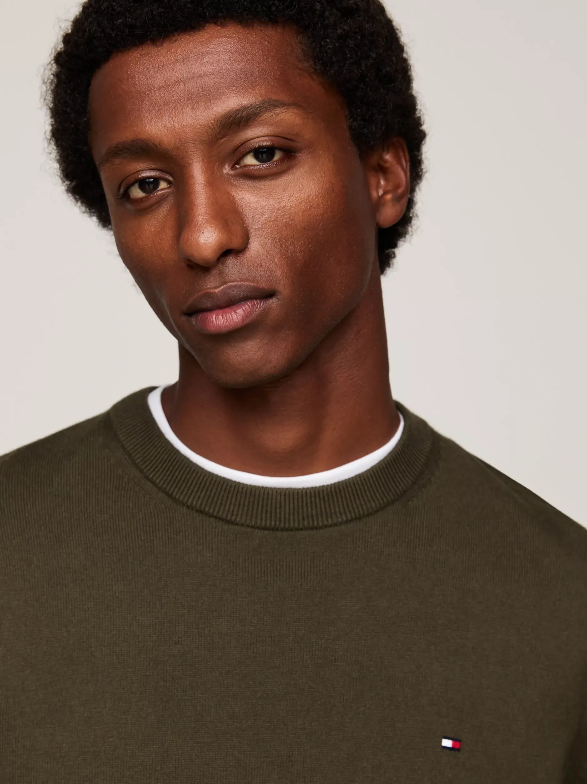 Swetry Z Okrągłym Dekoltem|Swetry*Tommy Hilfiger Sweter Z Kaszmirem ARMY GREEN