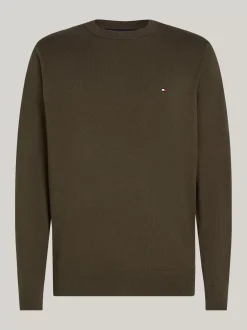 Swetry Z Okrągłym Dekoltem|Swetry*Tommy Hilfiger Sweter Z Kaszmirem ARMY GREEN