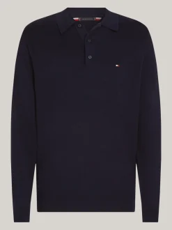 Swetry|Dzianina*Tommy Hilfiger Sweter Z Kaszmiru Z Kołnierzykiem Polo DESERT SKY