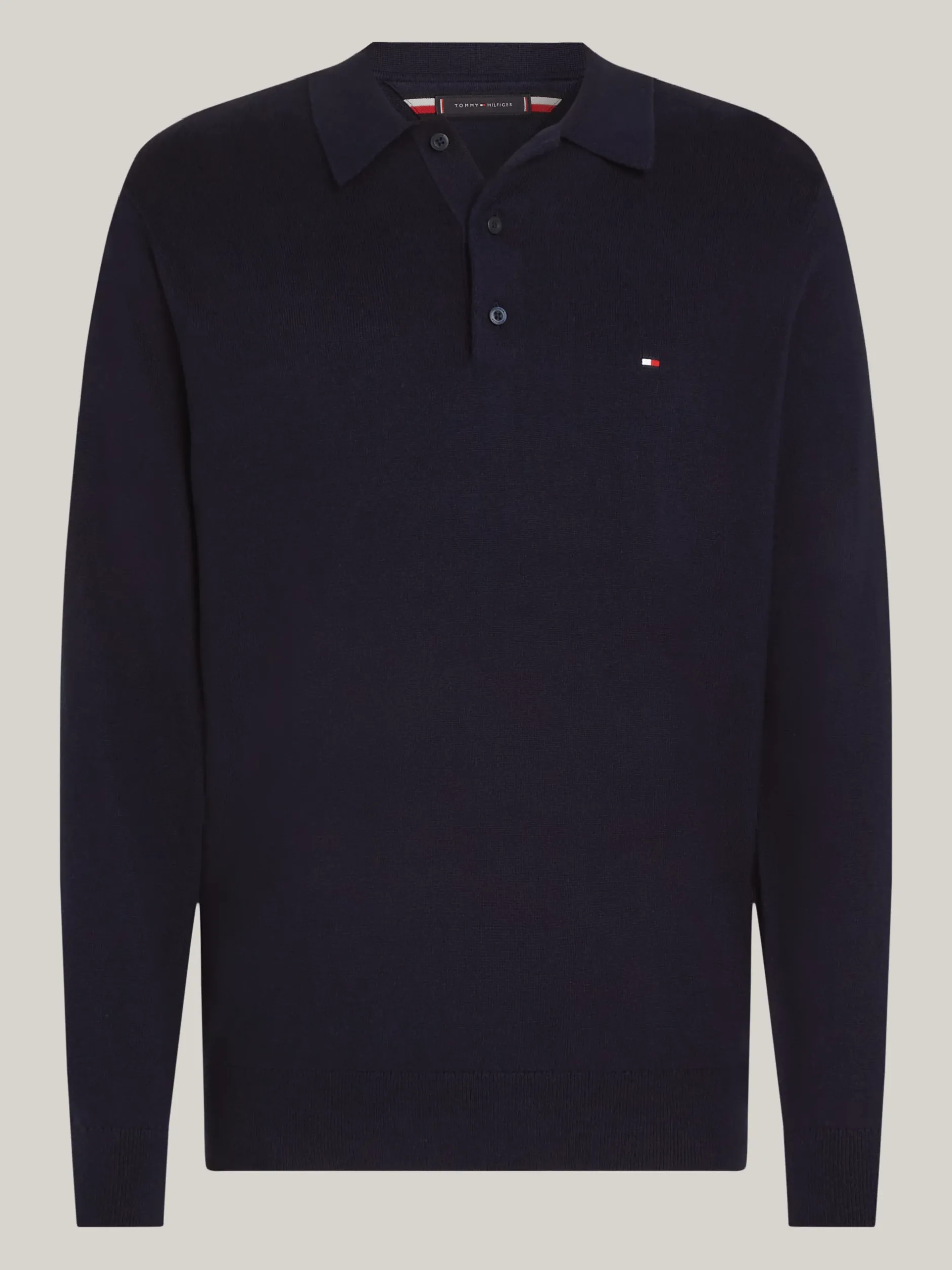 Swetry|Dzianina*Tommy Hilfiger Sweter Z Kaszmiru Z Kołnierzykiem Polo DESERT SKY