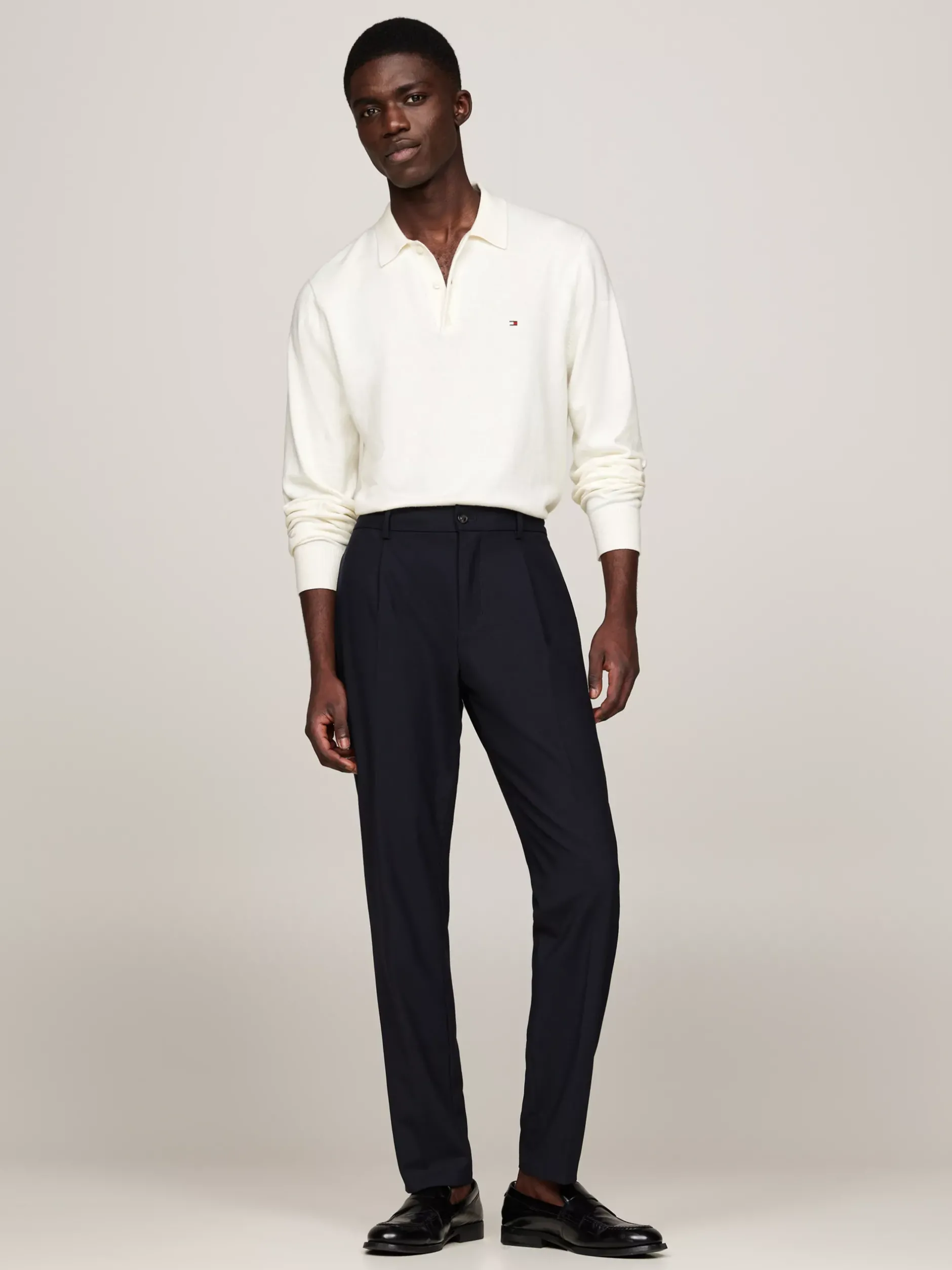 Swetry|Dzianina*Tommy Hilfiger Sweter Z Kaszmiru Z Kołnierzykiem Polo IVORY