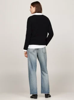 Swetry|Dzianina*Tommy Hilfiger Sweter Z Kaszmiru Z Okrągłym Dekoltem BLACK