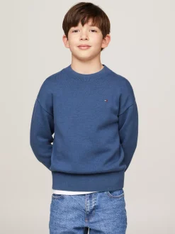 Dzianina*Tommy Hilfiger Sweter Z Kolekcji Essential Z Haftem Z Flagą AEGEAN SEA