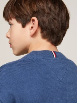 Dzianina*Tommy Hilfiger Sweter Z Kolekcji Essential Z Haftem Z Flagą AEGEAN SEA