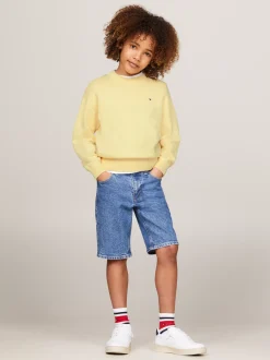 Dzianina*Tommy Hilfiger Sweter Z Kolekcji Essential Z Haftem Z Flagą LEMON ZEST