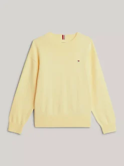 Dzianina*Tommy Hilfiger Sweter Z Kolekcji Essential Z Haftem Z Flagą LEMON ZEST