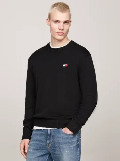 Swetry Z Okrągłym Dekoltem|Swetry*Tommy Hilfiger Sweter Z Naszywką Tommy BLACK