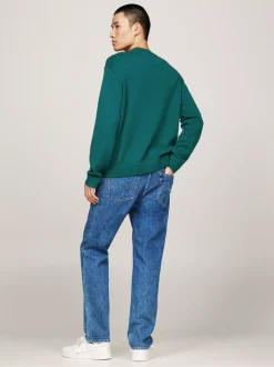 Swetry Z Okrągłym Dekoltem|Swetry*Tommy Hilfiger Sweter Z Naszywką Tommy DEEP SEAWATER