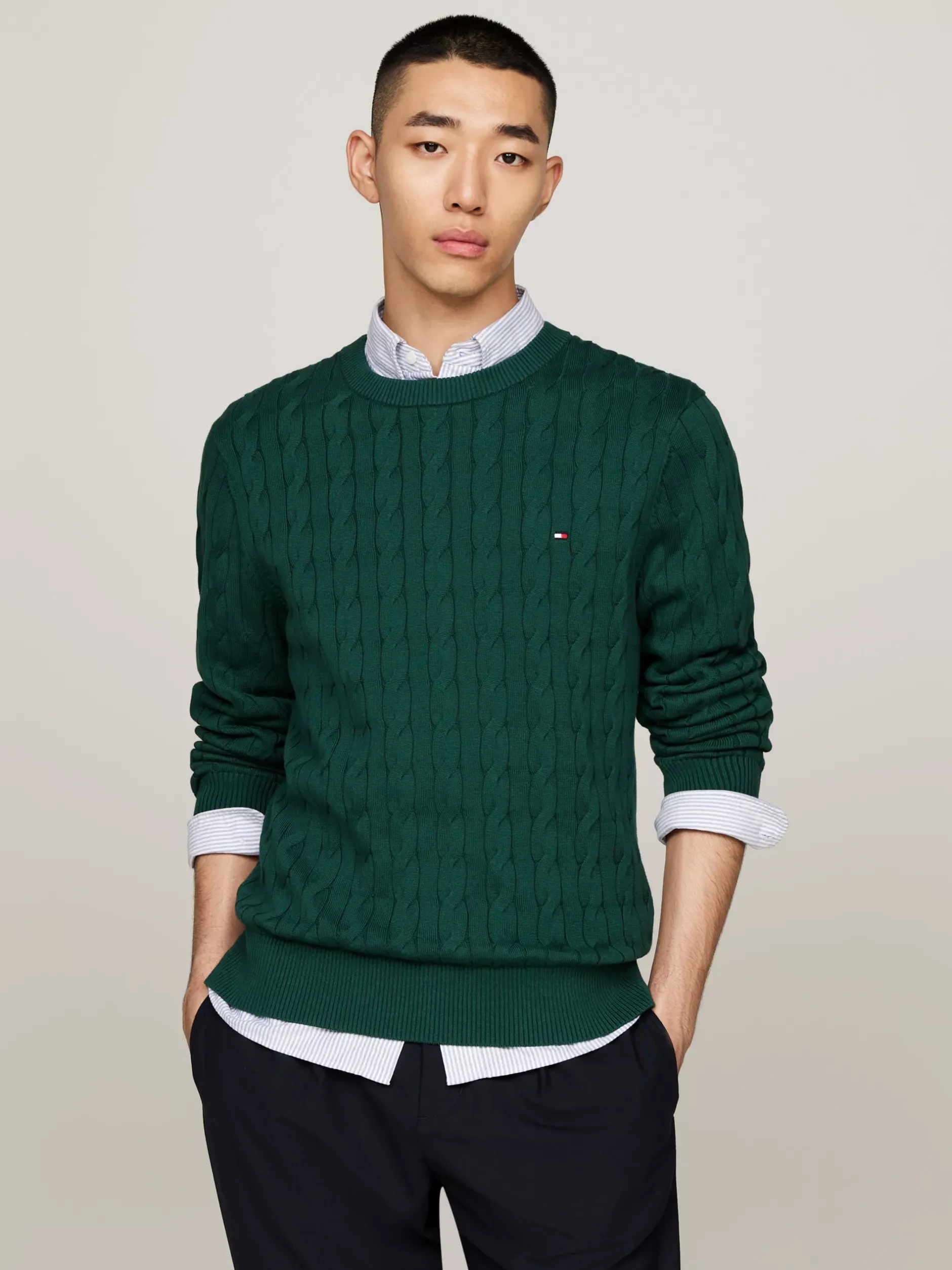 Swetry Z Okrągłym Dekoltem|Swetry*Tommy Hilfiger Sweter Z Okrągłym Dekoltem ORNAMENTAL GREEN
