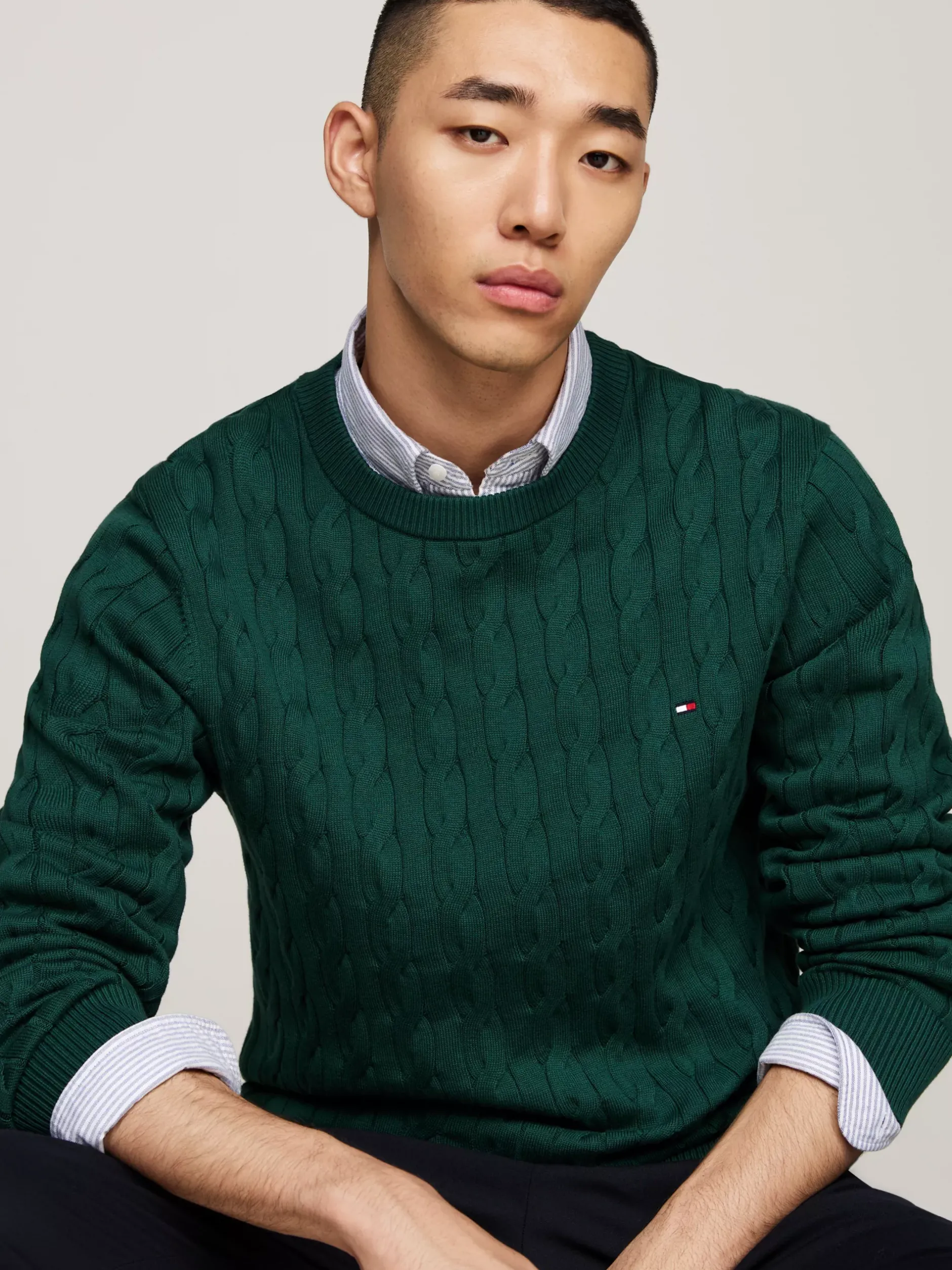 Swetry Z Okrągłym Dekoltem|Swetry*Tommy Hilfiger Sweter Z Okrągłym Dekoltem ORNAMENTAL GREEN