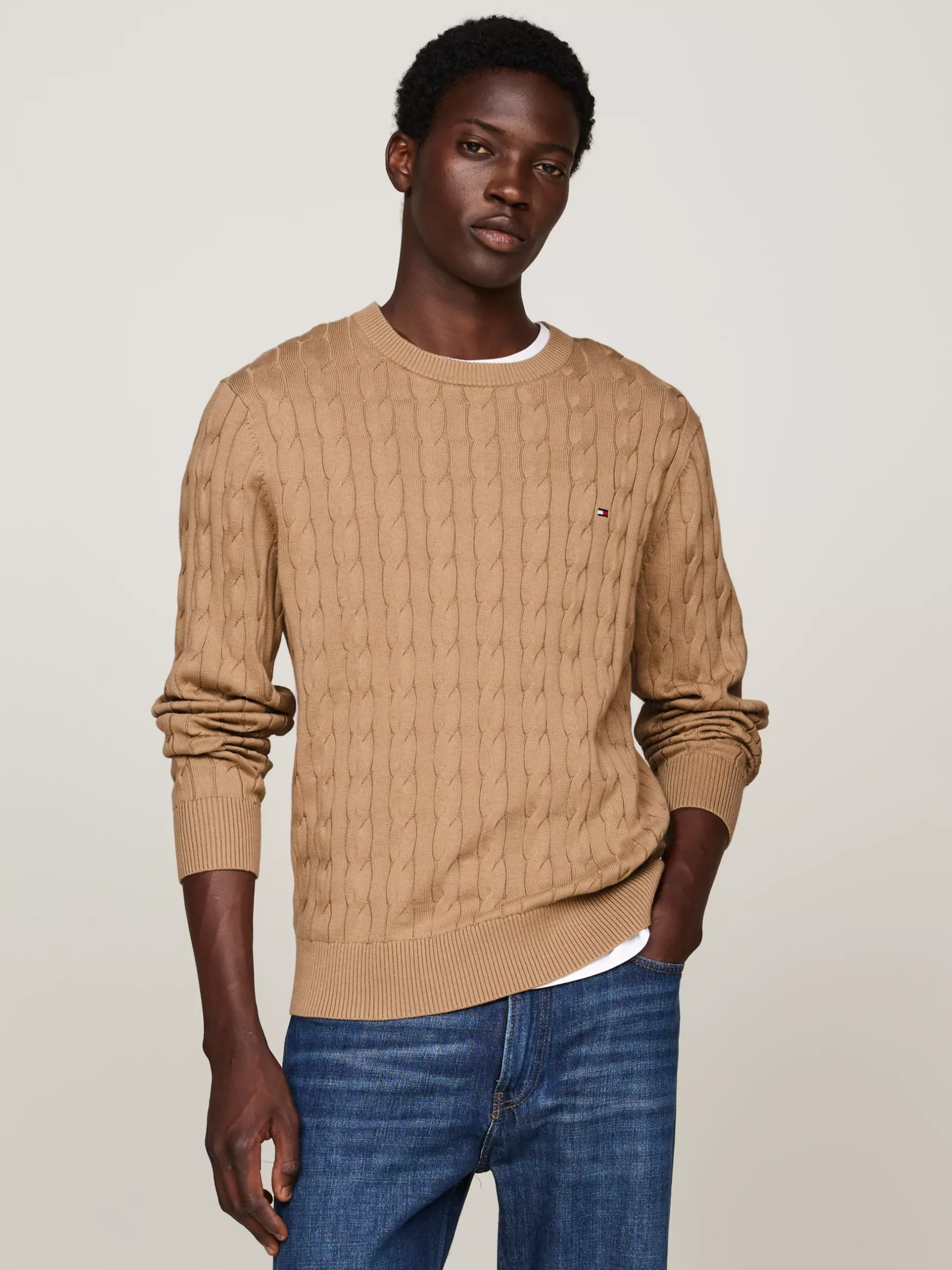 Swetry Z Okrągłym Dekoltem|Swetry*Tommy Hilfiger Sweter Z Okrągłym Dekoltem SAFARI CANVAS
